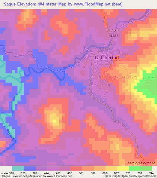 Saque,Honduras Elevation Map