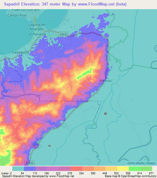Sapadril,Honduras Elevation Map