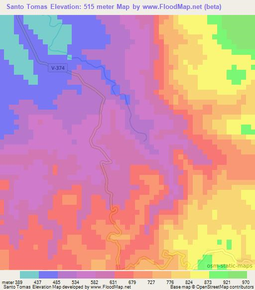 Santo Tomas,Honduras Elevation Map