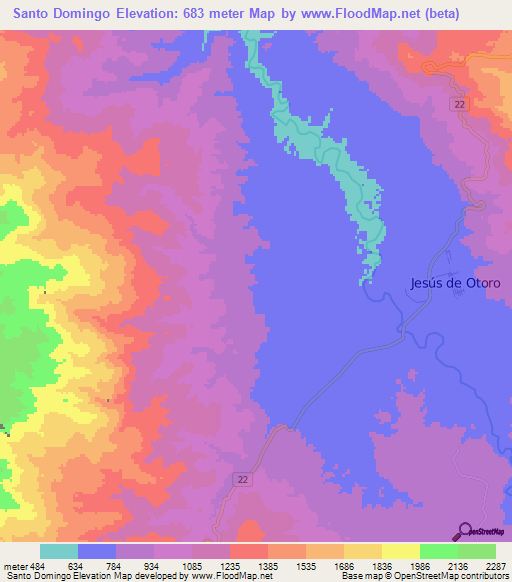 Santo Domingo,Honduras Elevation Map