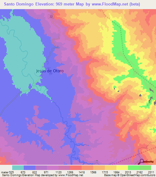 Santo Domingo,Honduras Elevation Map