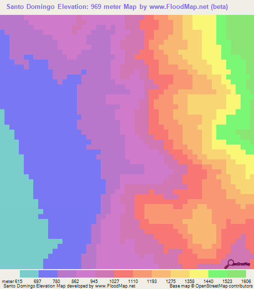 Santo Domingo,Honduras Elevation Map