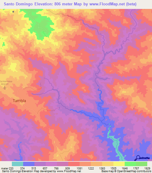 Santo Domingo,Honduras Elevation Map