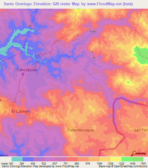Santo Domingo,Honduras Elevation Map