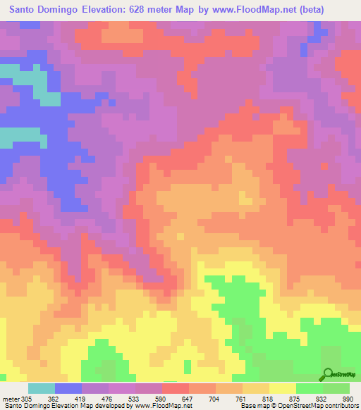 Santo Domingo,Honduras Elevation Map