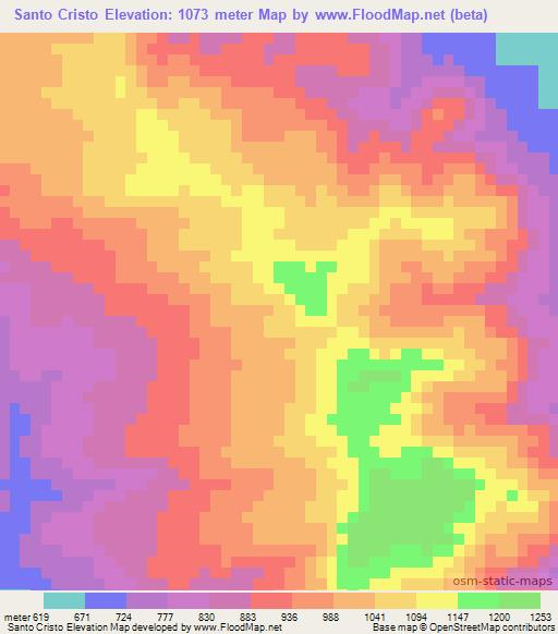 Santo Cristo,Honduras Elevation Map