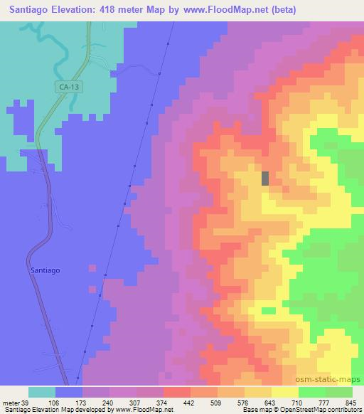 Santiago,Honduras Elevation Map