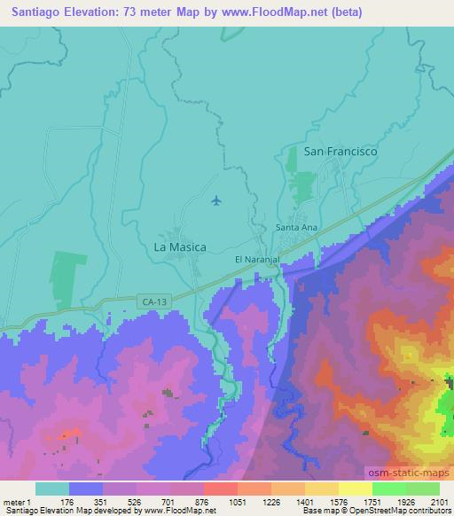 Santiago,Honduras Elevation Map