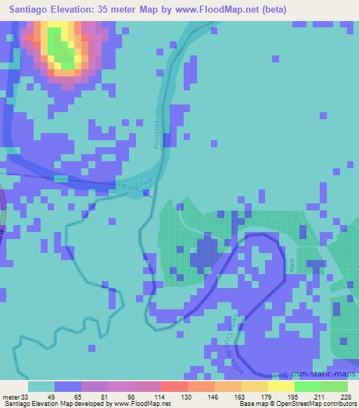Santiago,Honduras Elevation Map