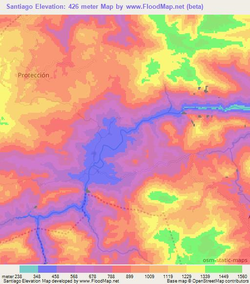 Santiago,Honduras Elevation Map