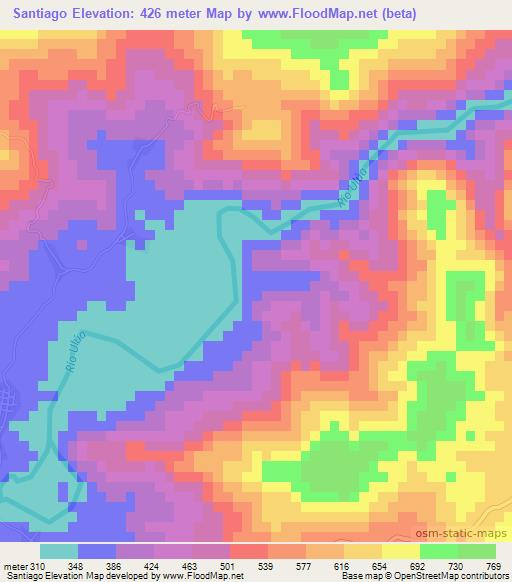 Santiago,Honduras Elevation Map