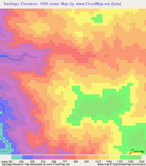 Santiago,Honduras Elevation Map
