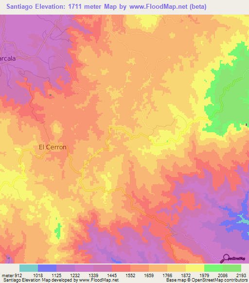 Santiago,Honduras Elevation Map