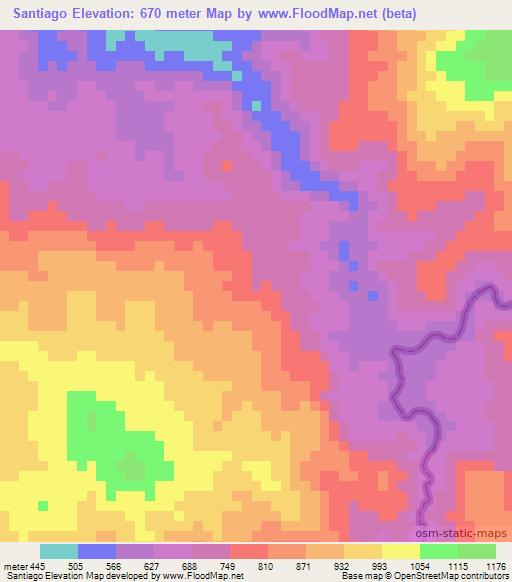 Santiago,Honduras Elevation Map
