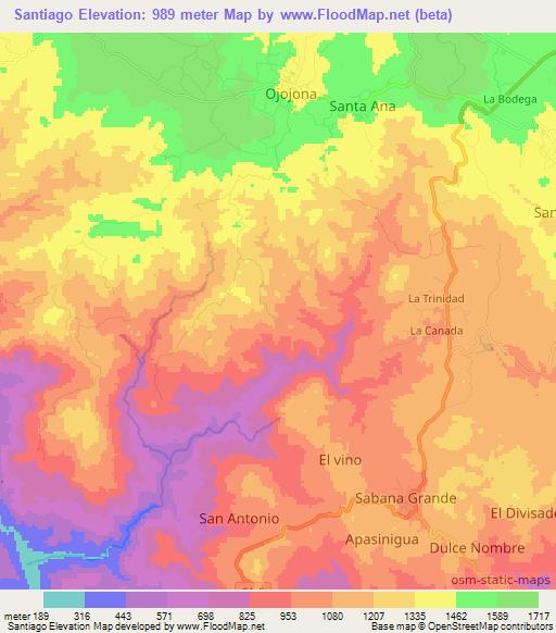 Santiago,Honduras Elevation Map
