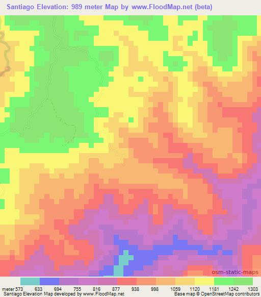 Santiago,Honduras Elevation Map
