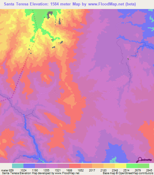 Santa Teresa,Honduras Elevation Map