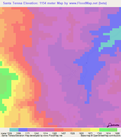 Santa Teresa,Honduras Elevation Map