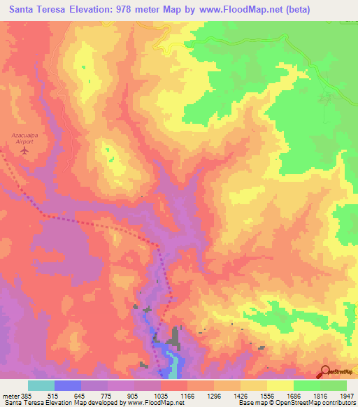 Santa Teresa,Honduras Elevation Map