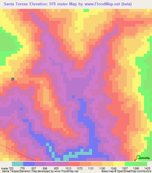 Santa Teresa,Honduras Elevation Map
