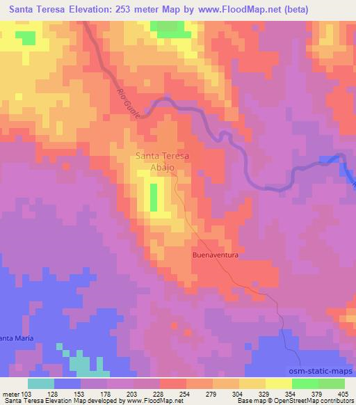 Santa Teresa,Honduras Elevation Map