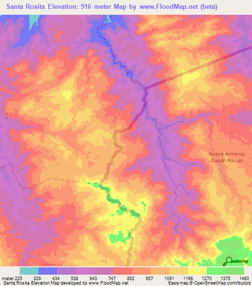 Santa Rosita,Honduras Elevation Map