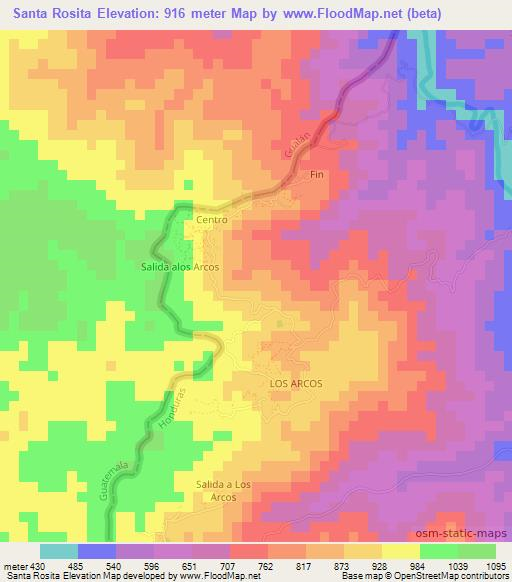 Santa Rosita,Honduras Elevation Map