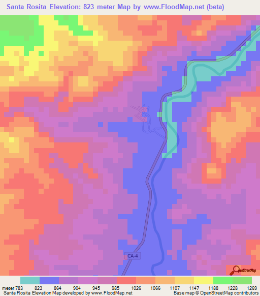 Santa Rosita,Honduras Elevation Map