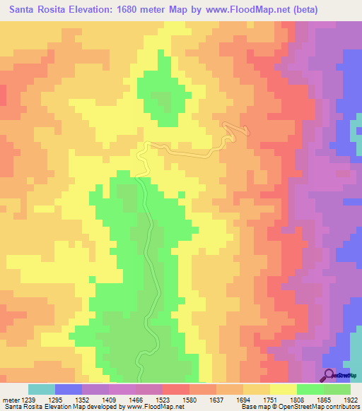 Santa Rosita,Honduras Elevation Map