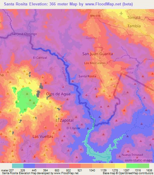 Santa Rosita,Honduras Elevation Map