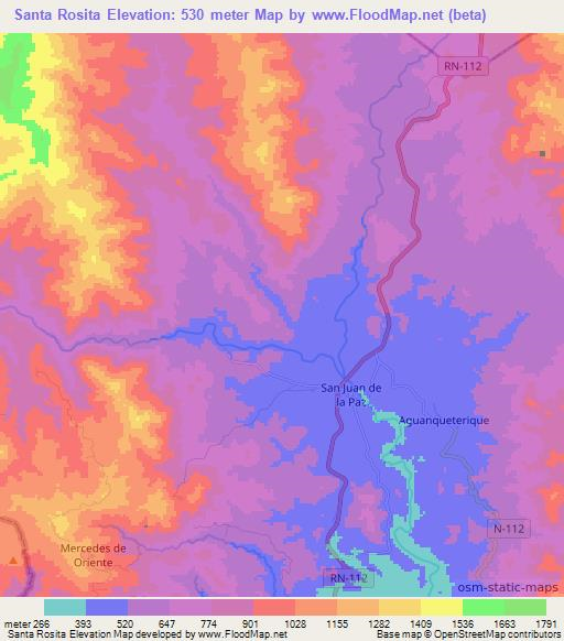 Santa Rosita,Honduras Elevation Map