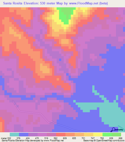 Santa Rosita,Honduras Elevation Map