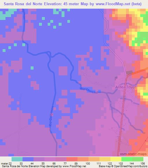 Santa Rosa del Norte,Honduras Elevation Map