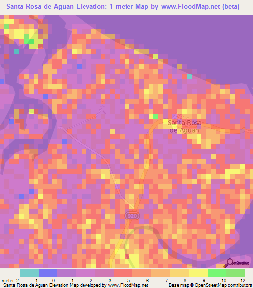 Santa Rosa de Aguan,Honduras Elevation Map