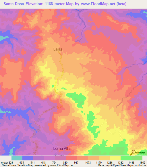 Santa Rosa,Honduras Elevation Map