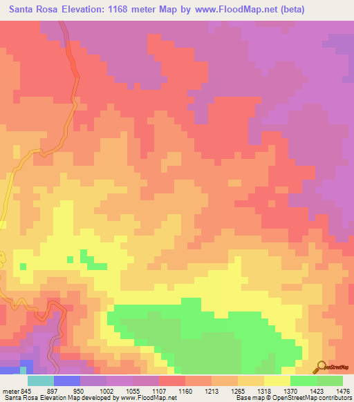 Santa Rosa,Honduras Elevation Map