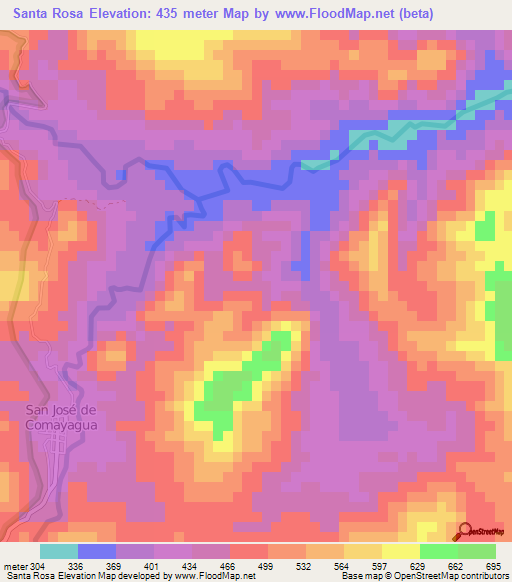 Santa Rosa,Honduras Elevation Map