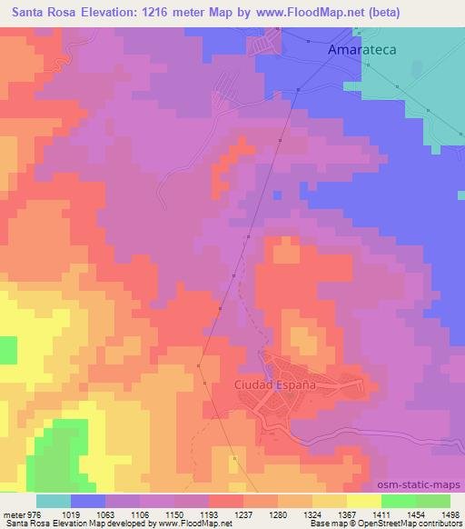 Santa Rosa,Honduras Elevation Map