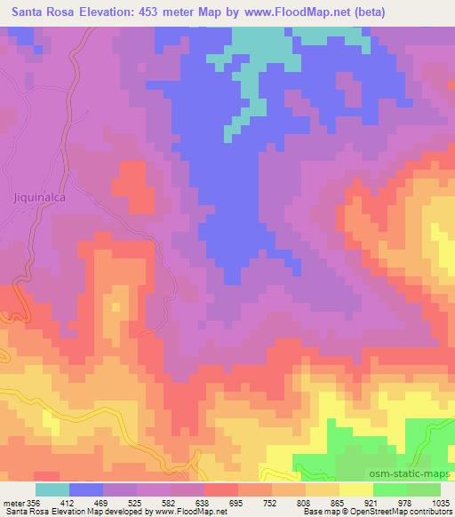 Santa Rosa,Honduras Elevation Map