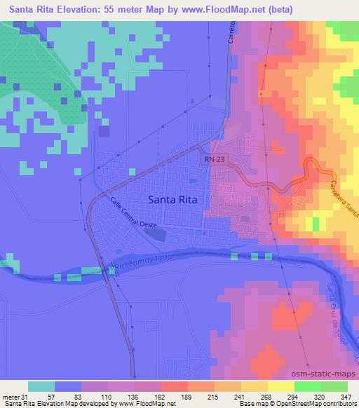 Santa Rita,Honduras Elevation Map