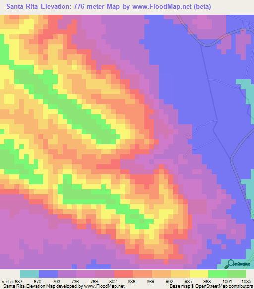 Santa Rita,Honduras Elevation Map