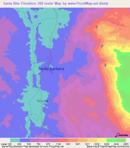 Santa Rita,Honduras Elevation Map