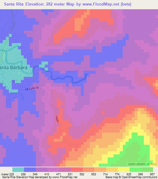 Santa Rita,Honduras Elevation Map