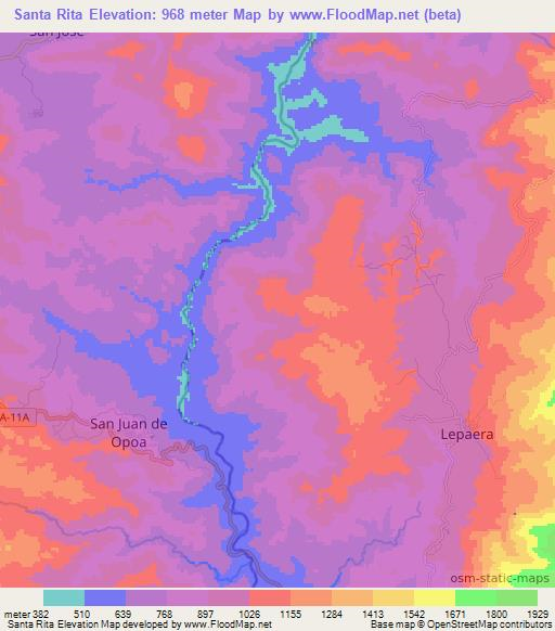 Santa Rita,Honduras Elevation Map