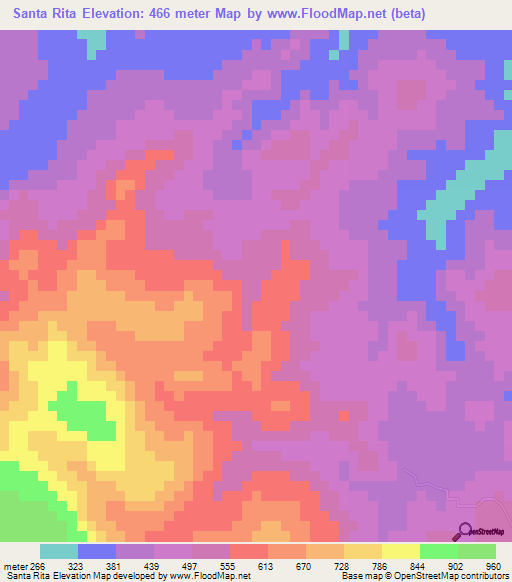 Santa Rita,Honduras Elevation Map