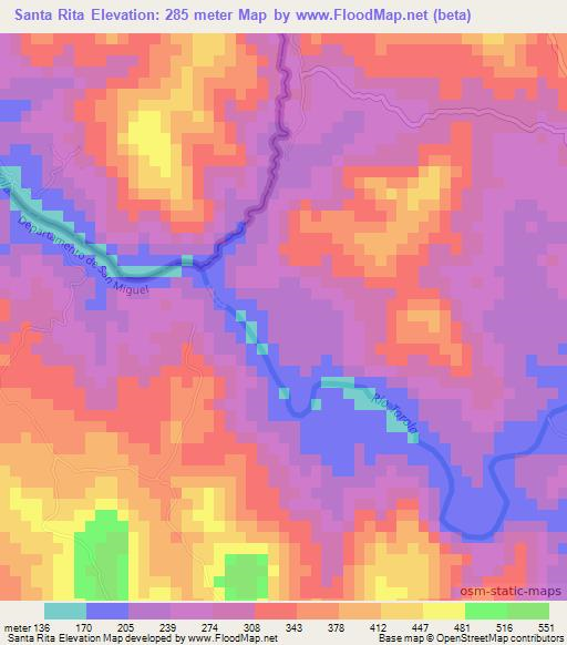 Santa Rita,Honduras Elevation Map