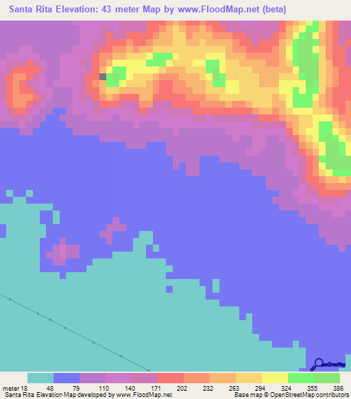 Santa Rita,Honduras Elevation Map