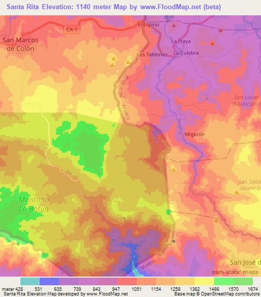 Santa Rita,Honduras Elevation Map