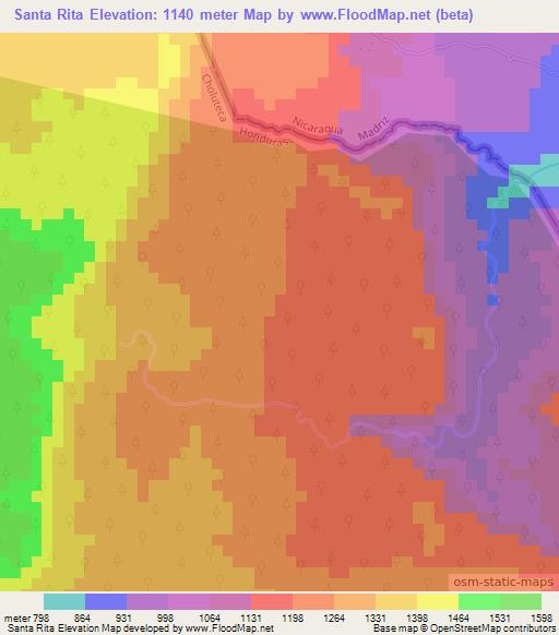 Santa Rita,Honduras Elevation Map