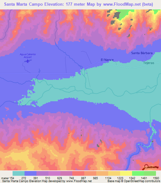 Santa Marta Campo,Honduras Elevation Map